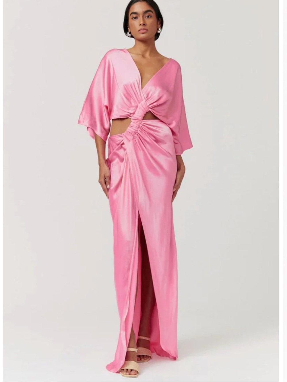 Twist-Waist Pink Maxi Skirt
